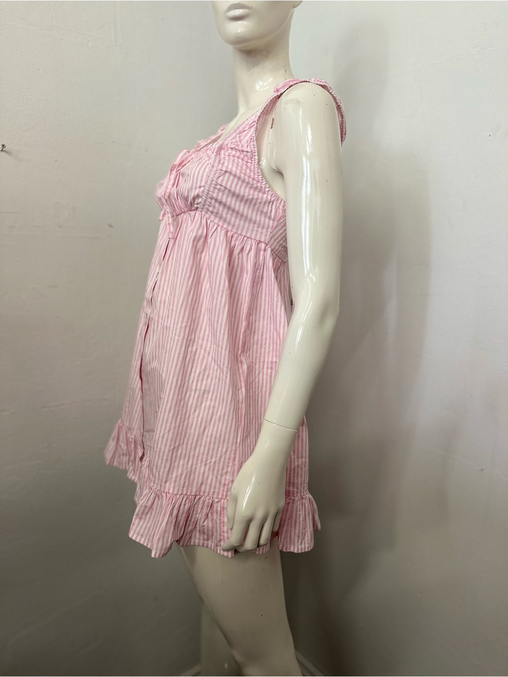 Frankies bikini Pink Striped Sleeveless Ruffle  Dress